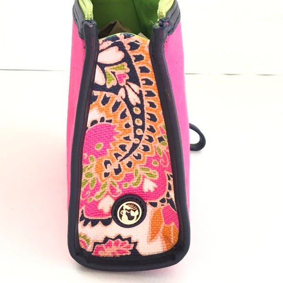 SPARTINA Daufuskie Island Wristlet Pouch Linen Leather Bag Pink Floral Paisley - Picture 11 of 16